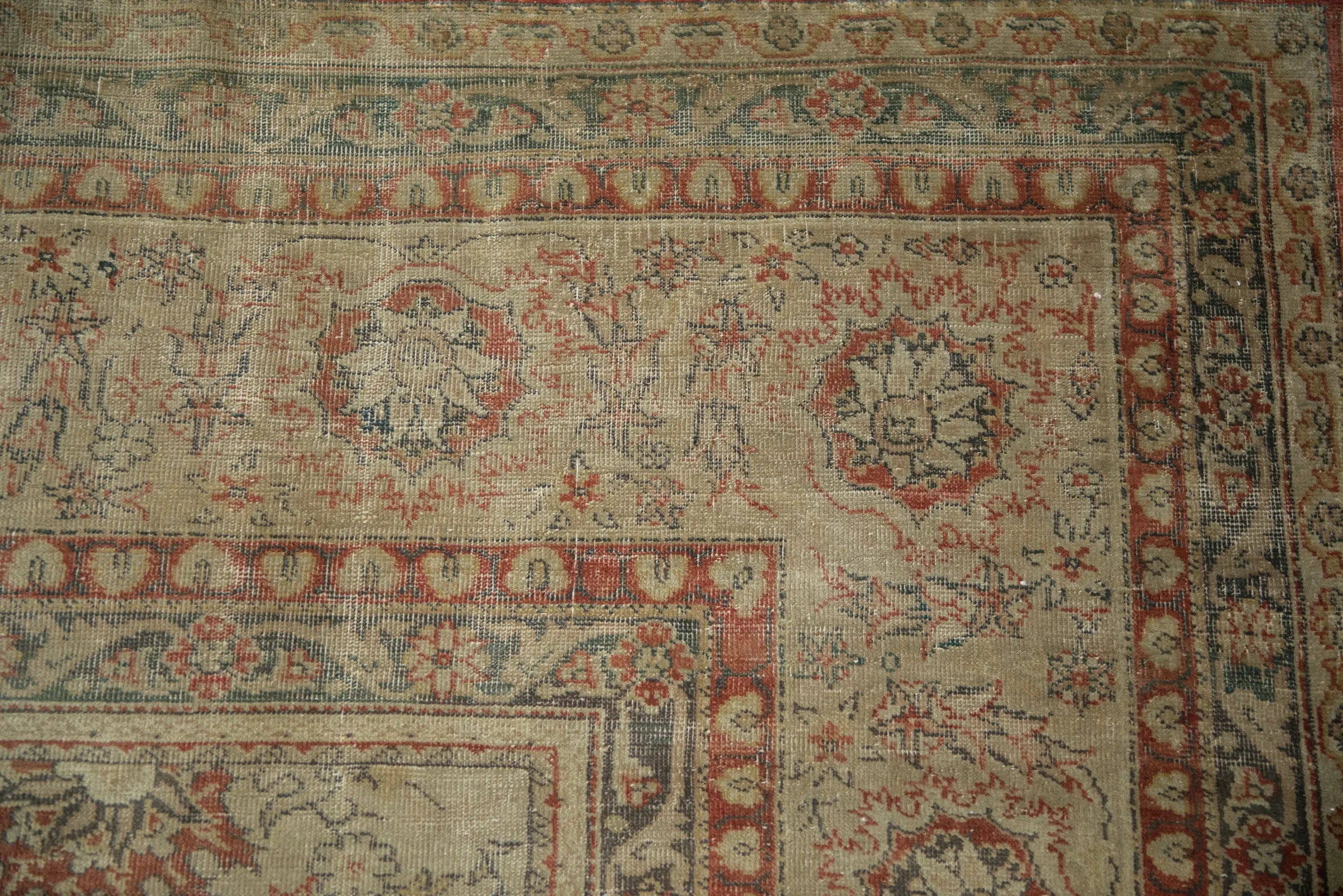 9.5x12.5 Vintage Distressed Tea Washed Kayseri Carpet