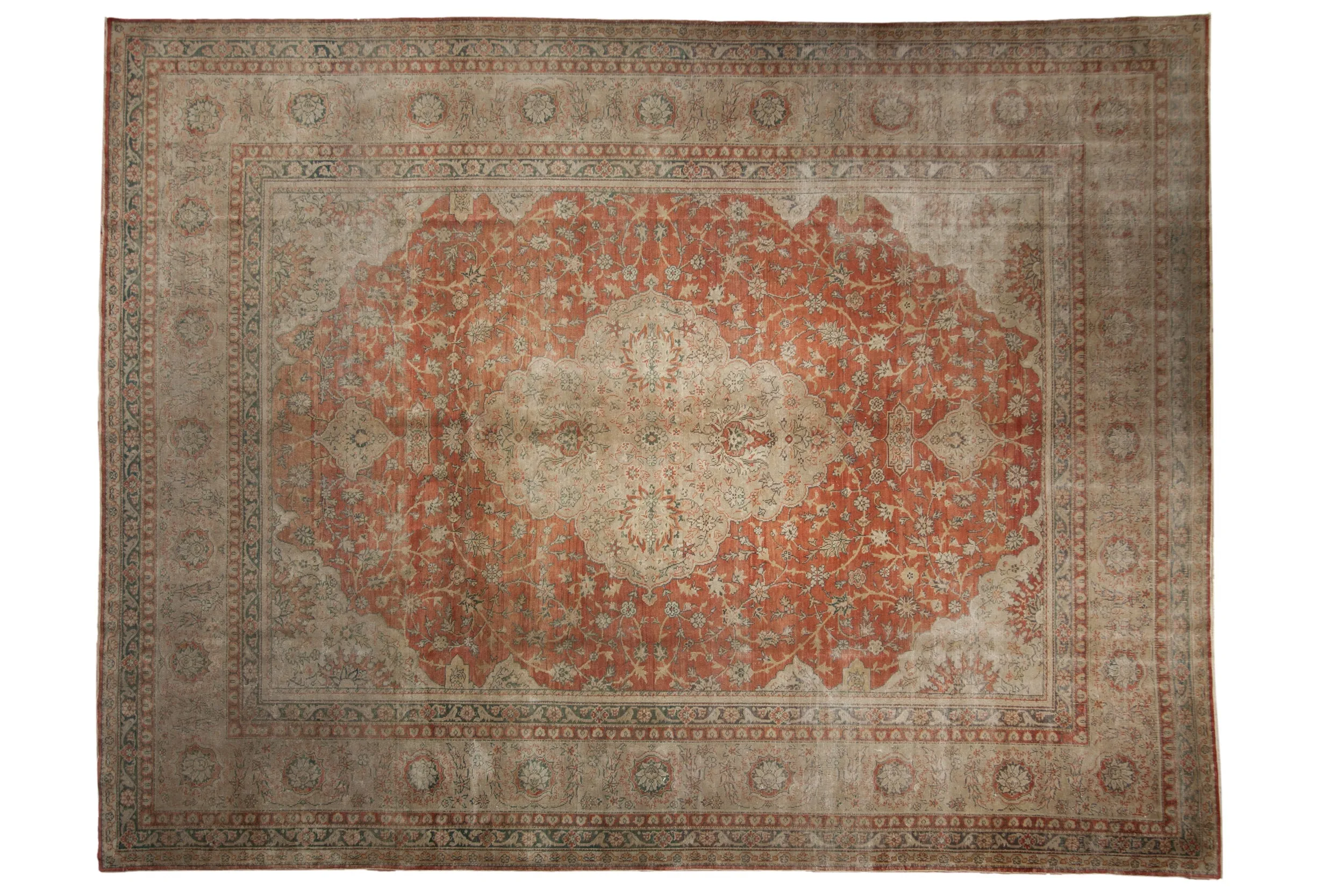 9.5x12.5 Vintage Distressed Tea Washed Kayseri Carpet