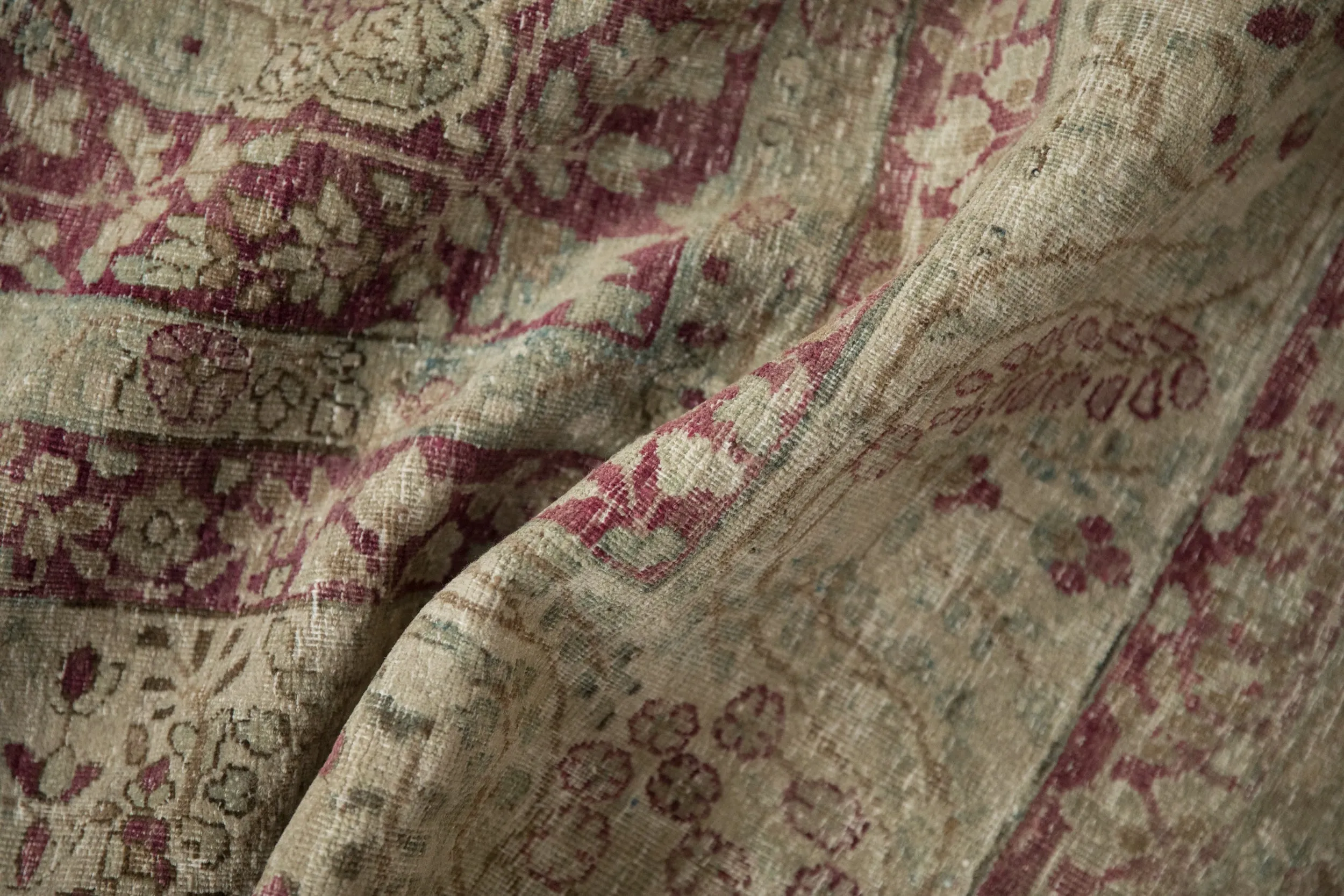 9.5x13 Antique Distressed Kerman Carpet