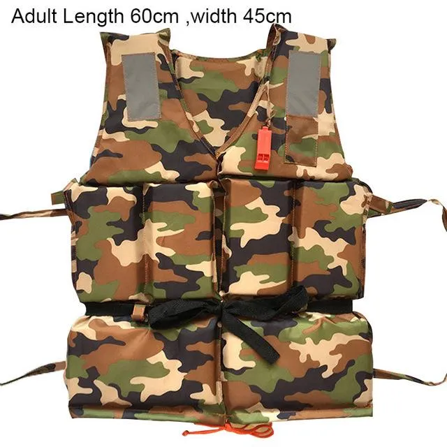 Adult & Children Camo Life Jackets with Whistle