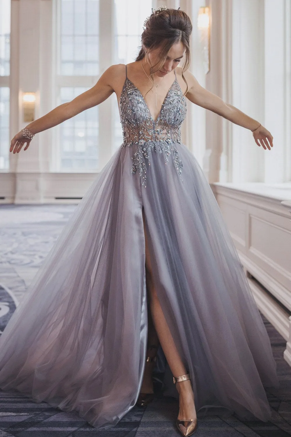 Andrea & Leo A0672 Dress Ophelia V-Neck Embellished A-Line Gown