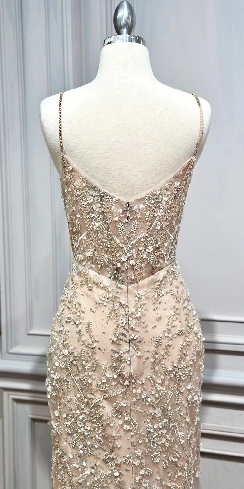 Andrea & Leo A1186 Floor Length Fitted Embellished Nude Gown