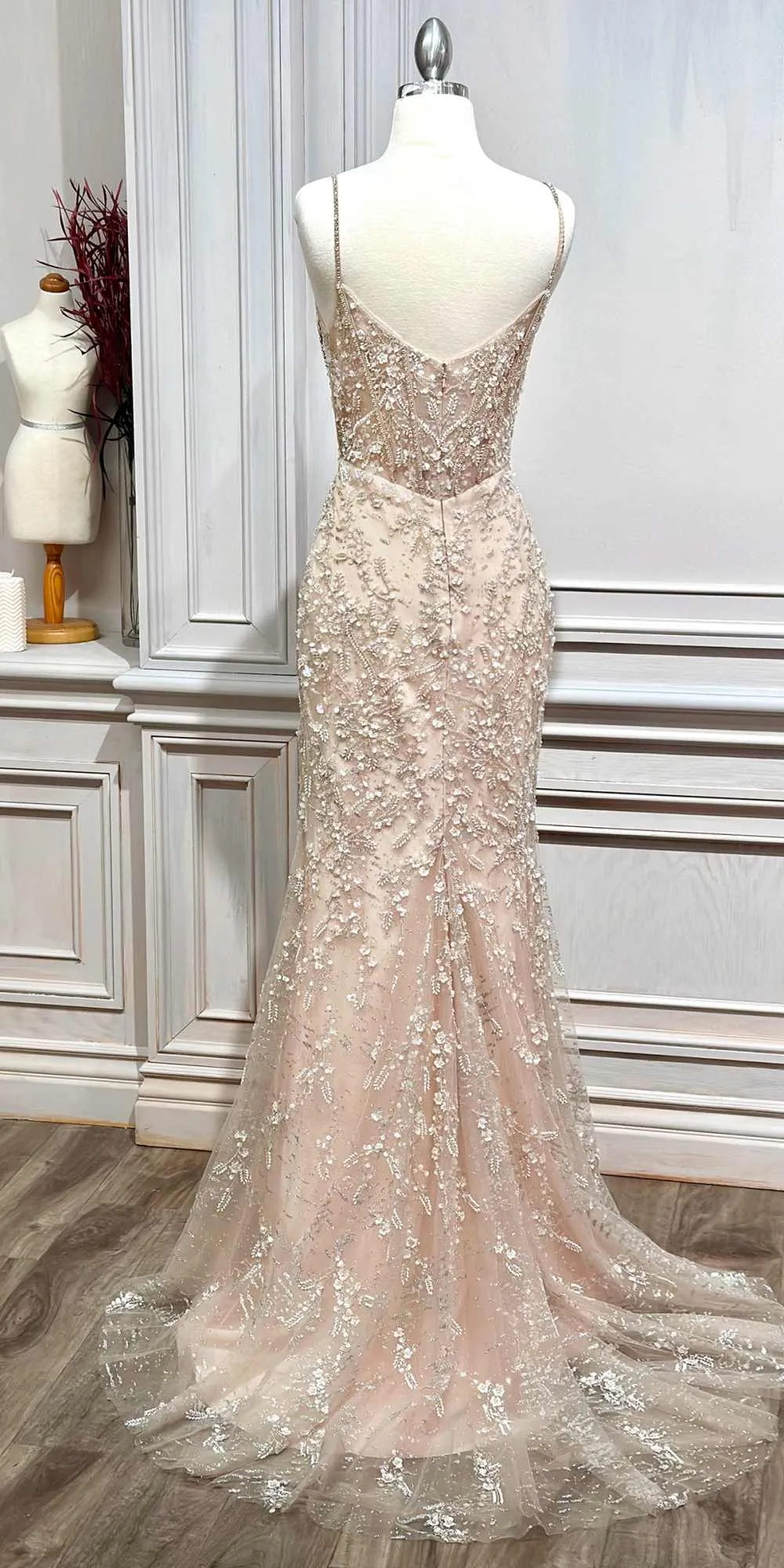 Andrea & Leo A1186 Floor Length Fitted Embellished Nude Gown