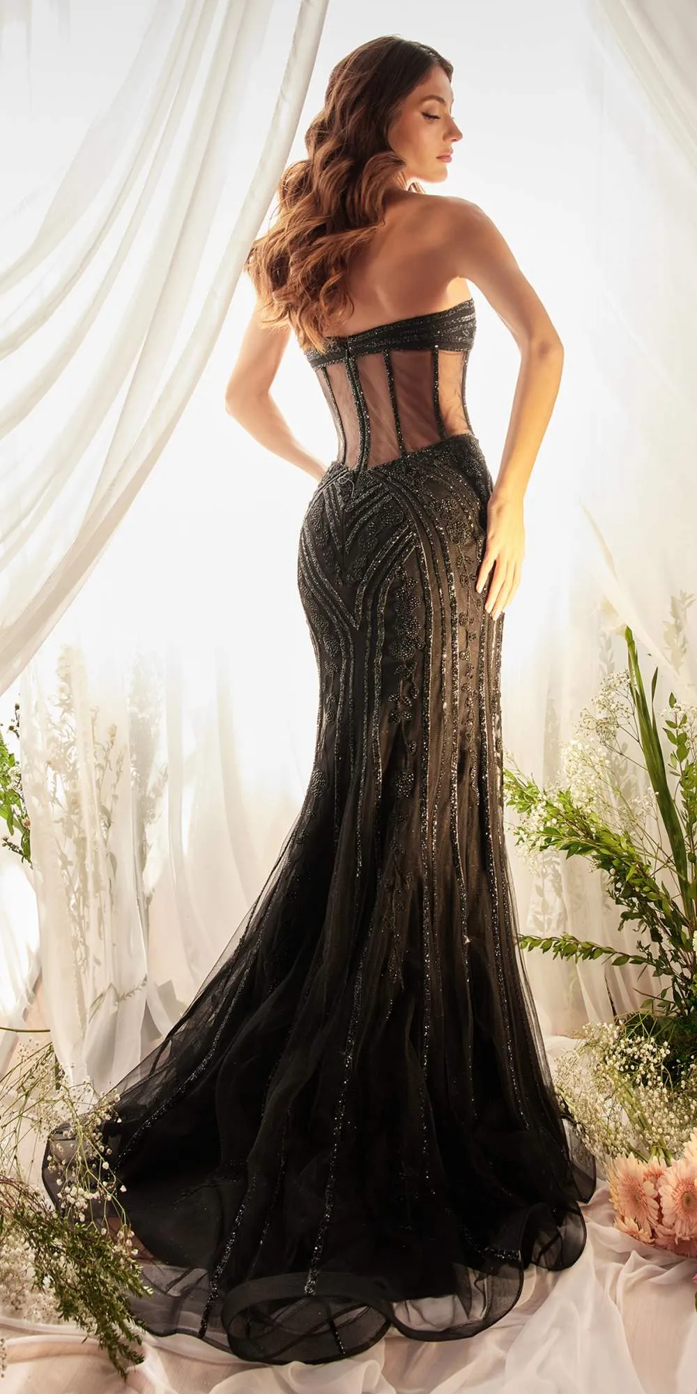 Andrea & Leo A1211 Floor Length Crystal Studded Lace Mermaid Gown