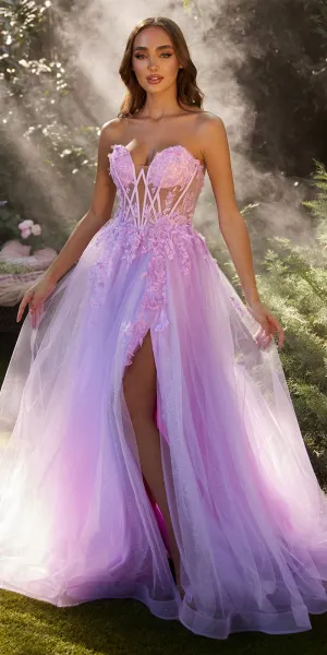Andrea & Leo A1237 Long Off the Shoulder A-Line Tulle Boned Gown
