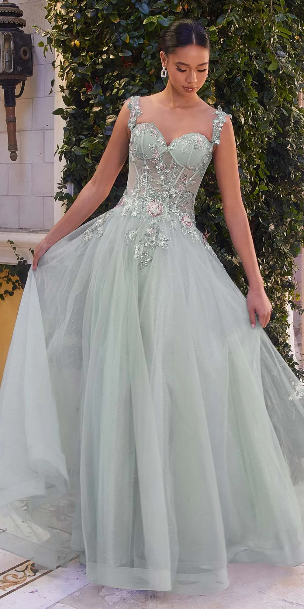 Andrea & Leo A1258 Long Embellished Tulle A-Line Ball Gown