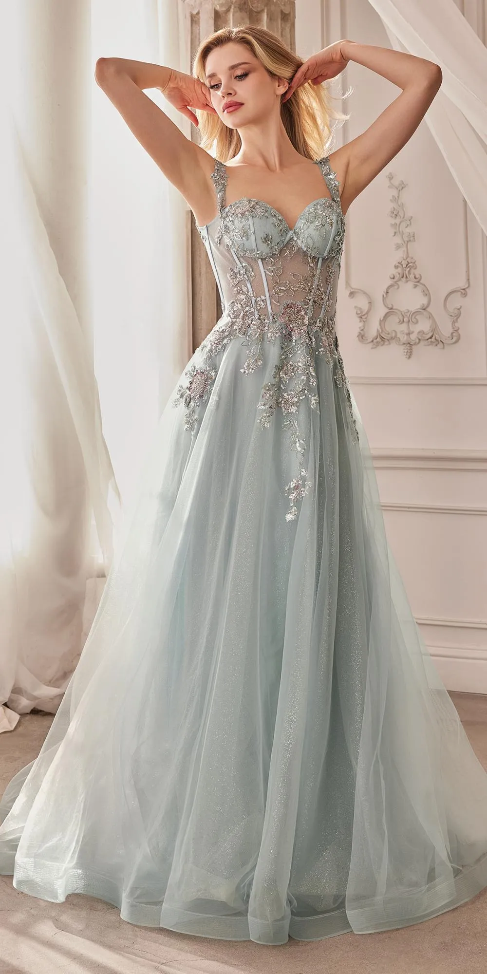 Andrea & Leo A1258 Long Embellished Tulle A-Line Ball Gown