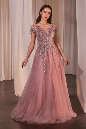 Andrea & Leo A1350 A-Line Cap Sleeve Ball Gown