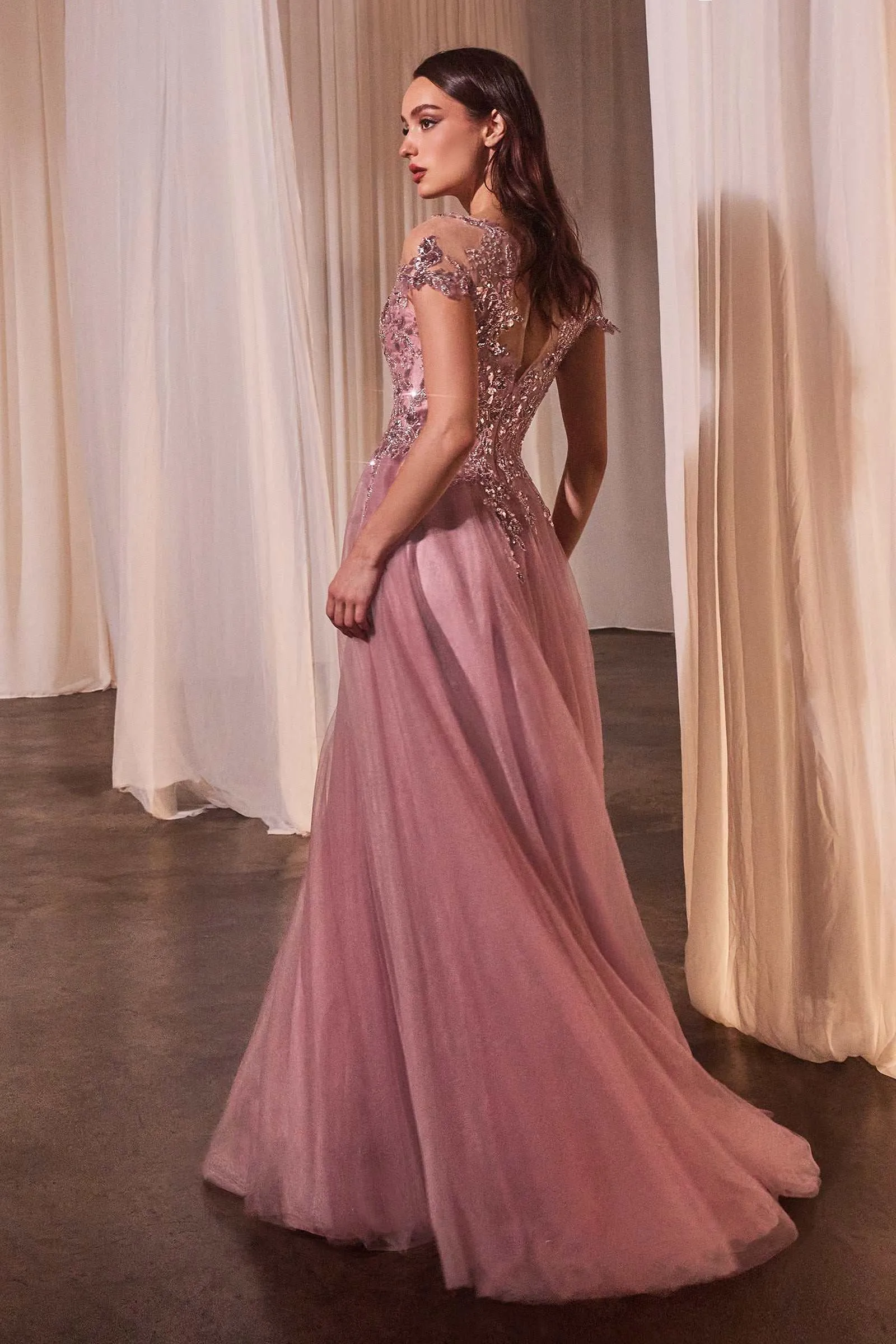 Andrea & Leo A1350 A-Line Cap Sleeve Ball Gown