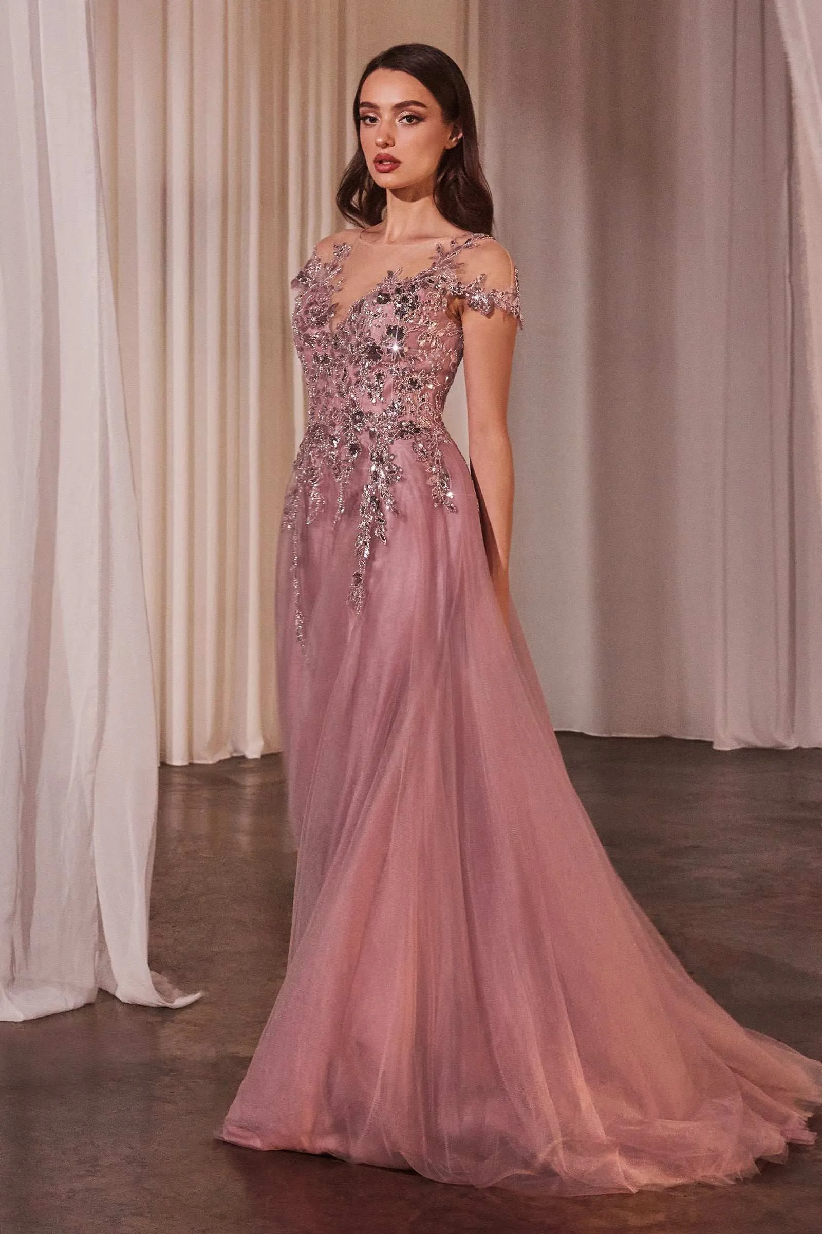 Andrea & Leo A1350 A-Line Cap Sleeve Ball Gown