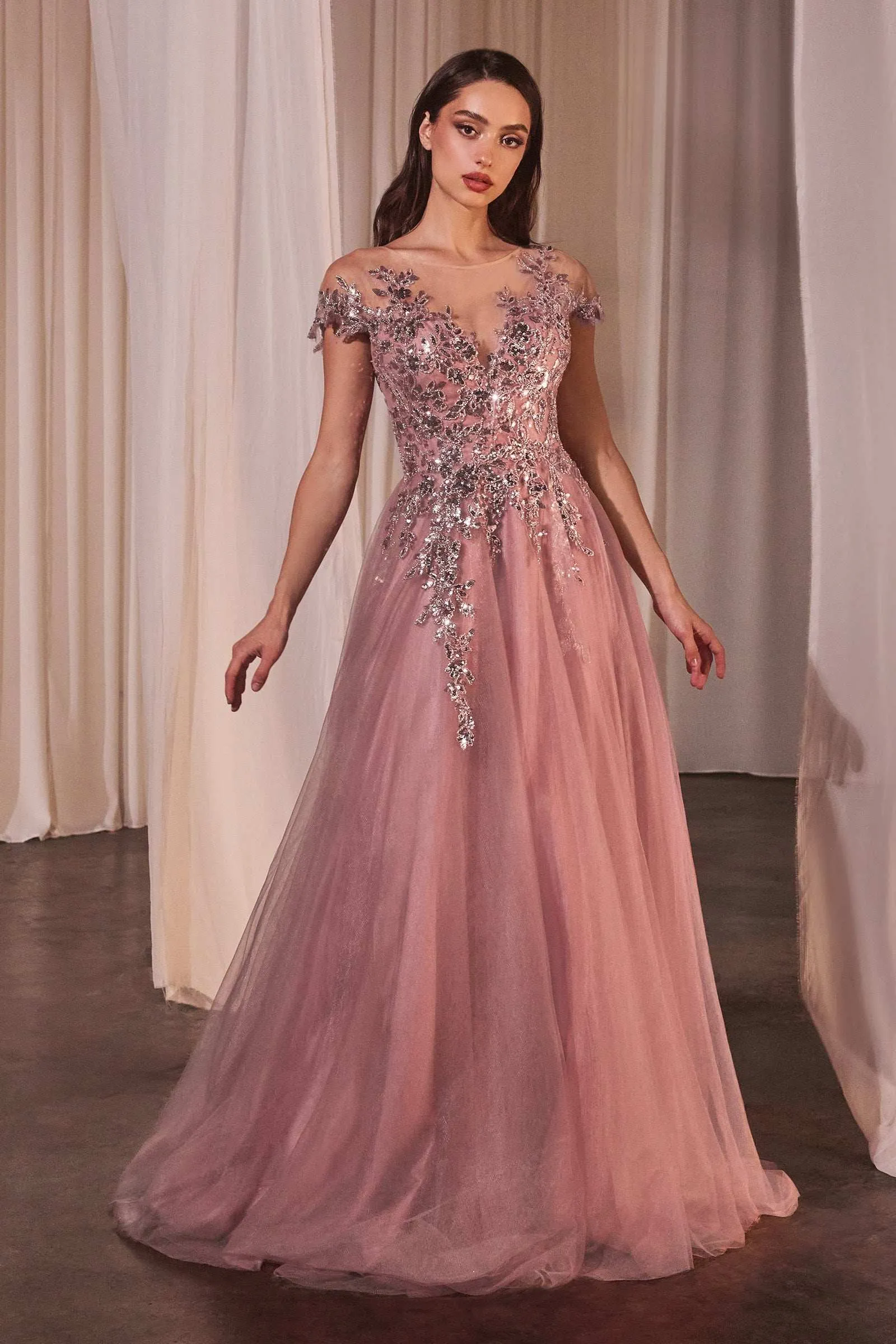 Andrea & Leo A1350 A-Line Cap Sleeve Ball Gown