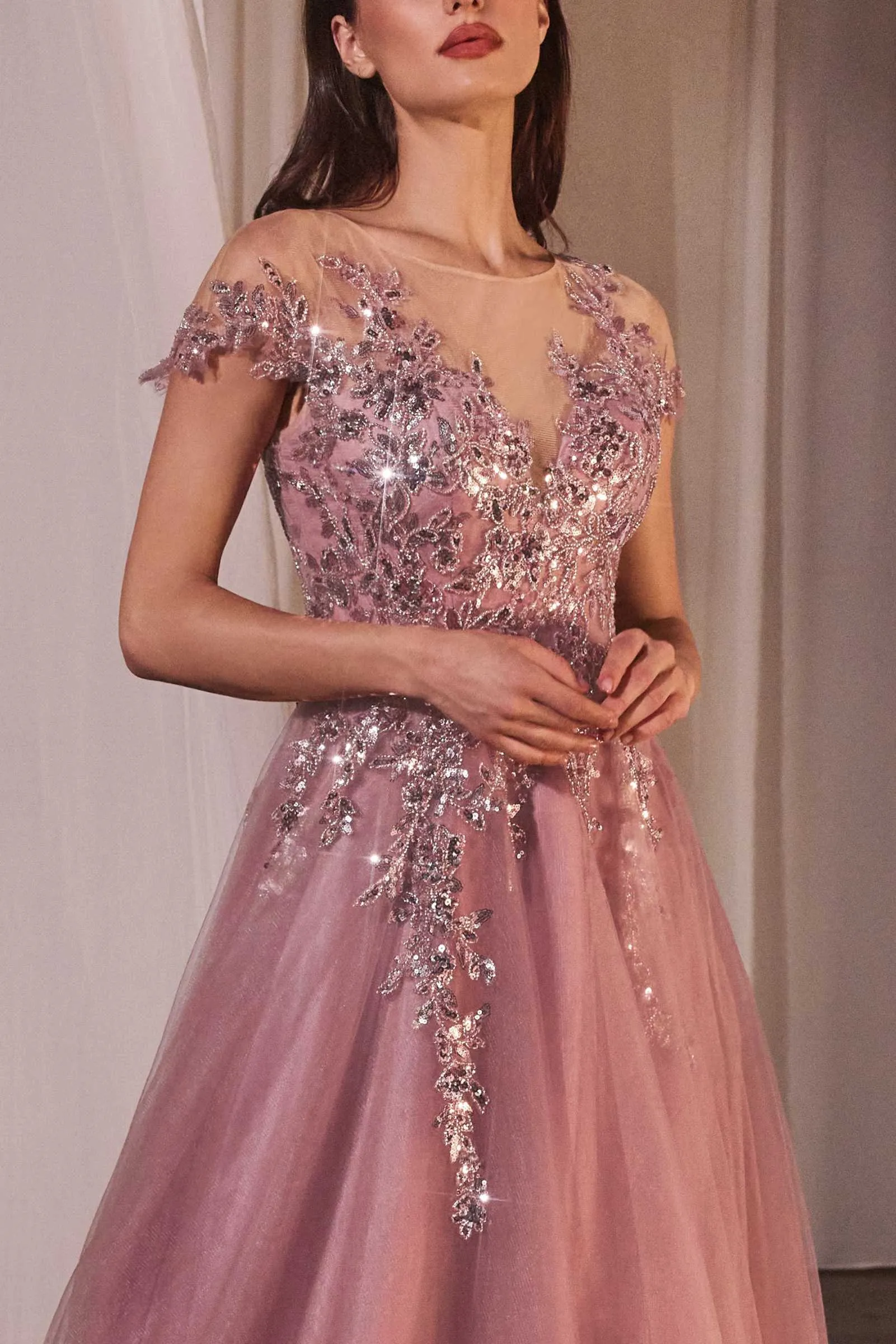 Andrea & Leo A1350 A-Line Cap Sleeve Ball Gown