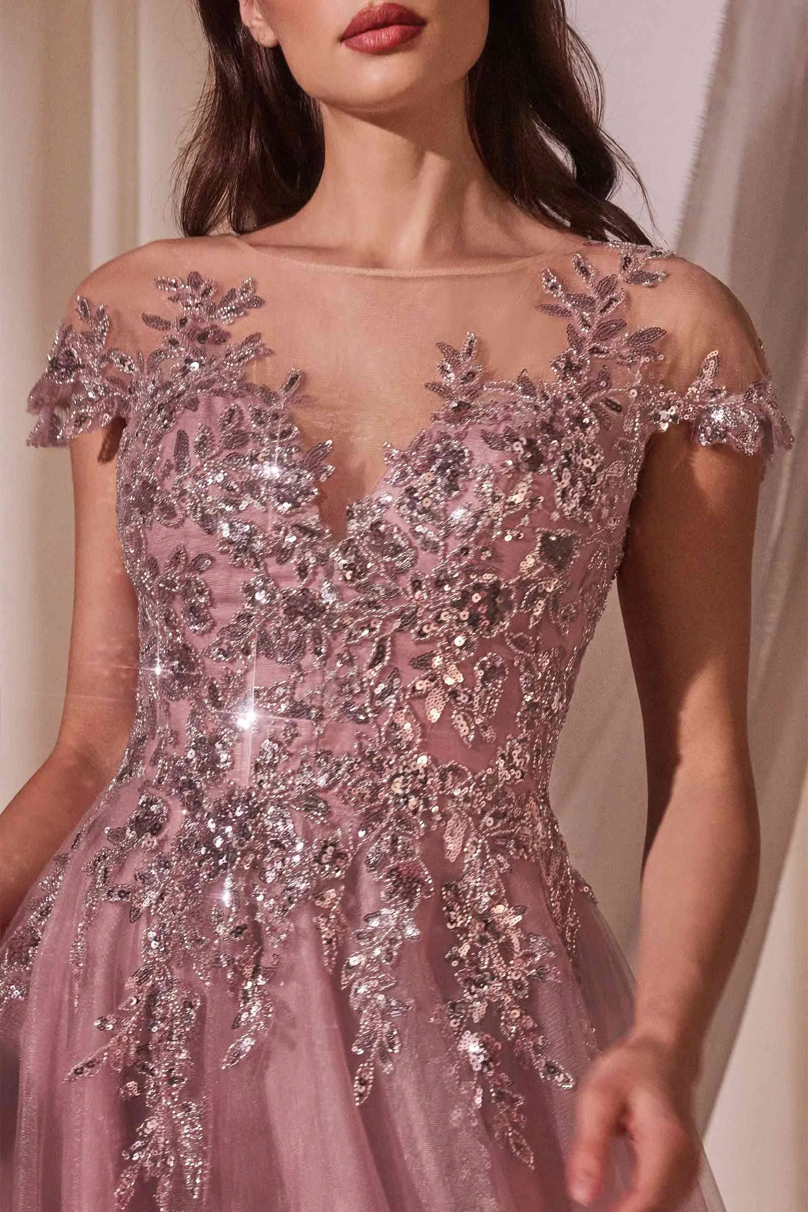 Andrea & Leo A1350 A-Line Cap Sleeve Ball Gown