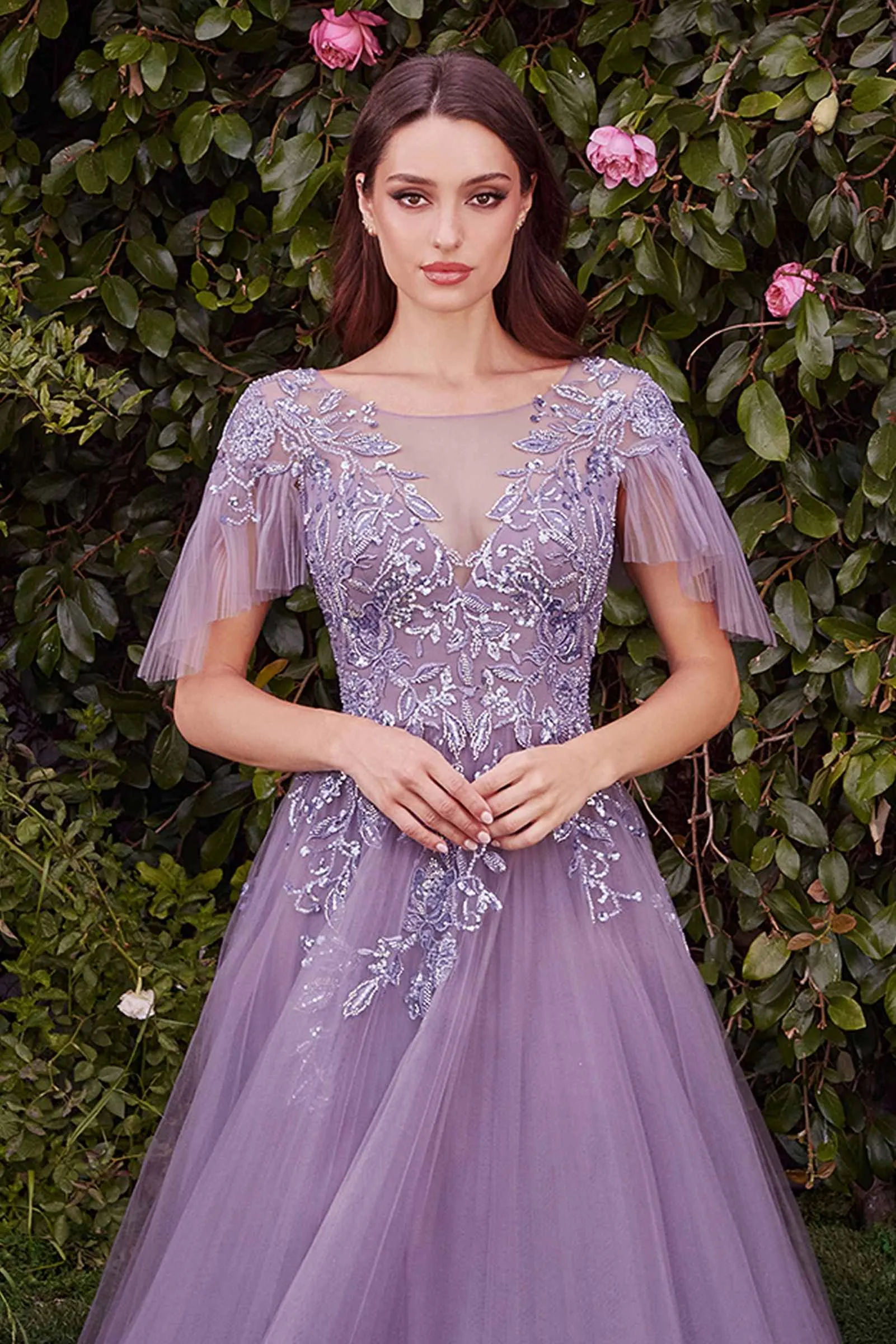 Andrea & Leo A1351 Embellished Lace Layered Tulle Ball Gown