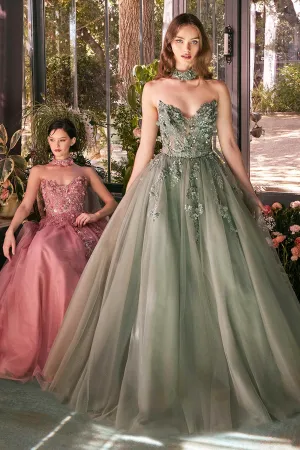 Andrea & Leo A1399 Dress Strapless Lace Ball Gown & Choker