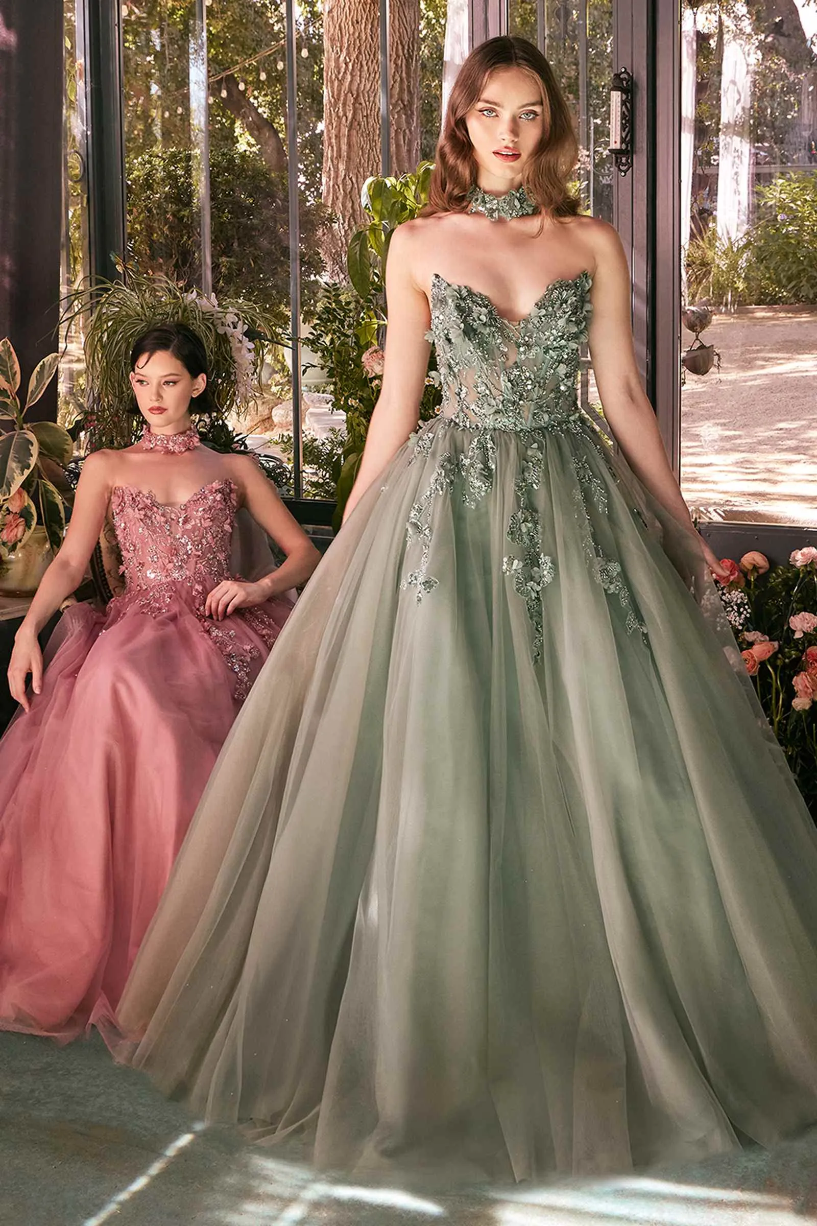 Andrea & Leo A1399 Dress Strapless Lace Ball Gown & Choker