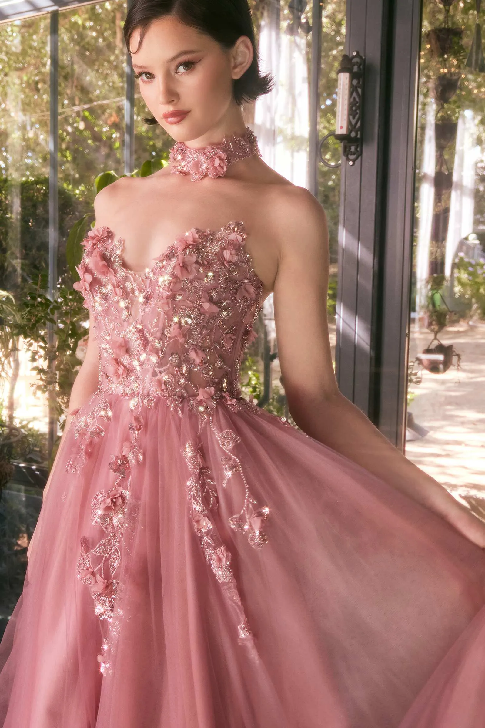 Andrea & Leo A1399 Dress Strapless Lace Ball Gown & Choker