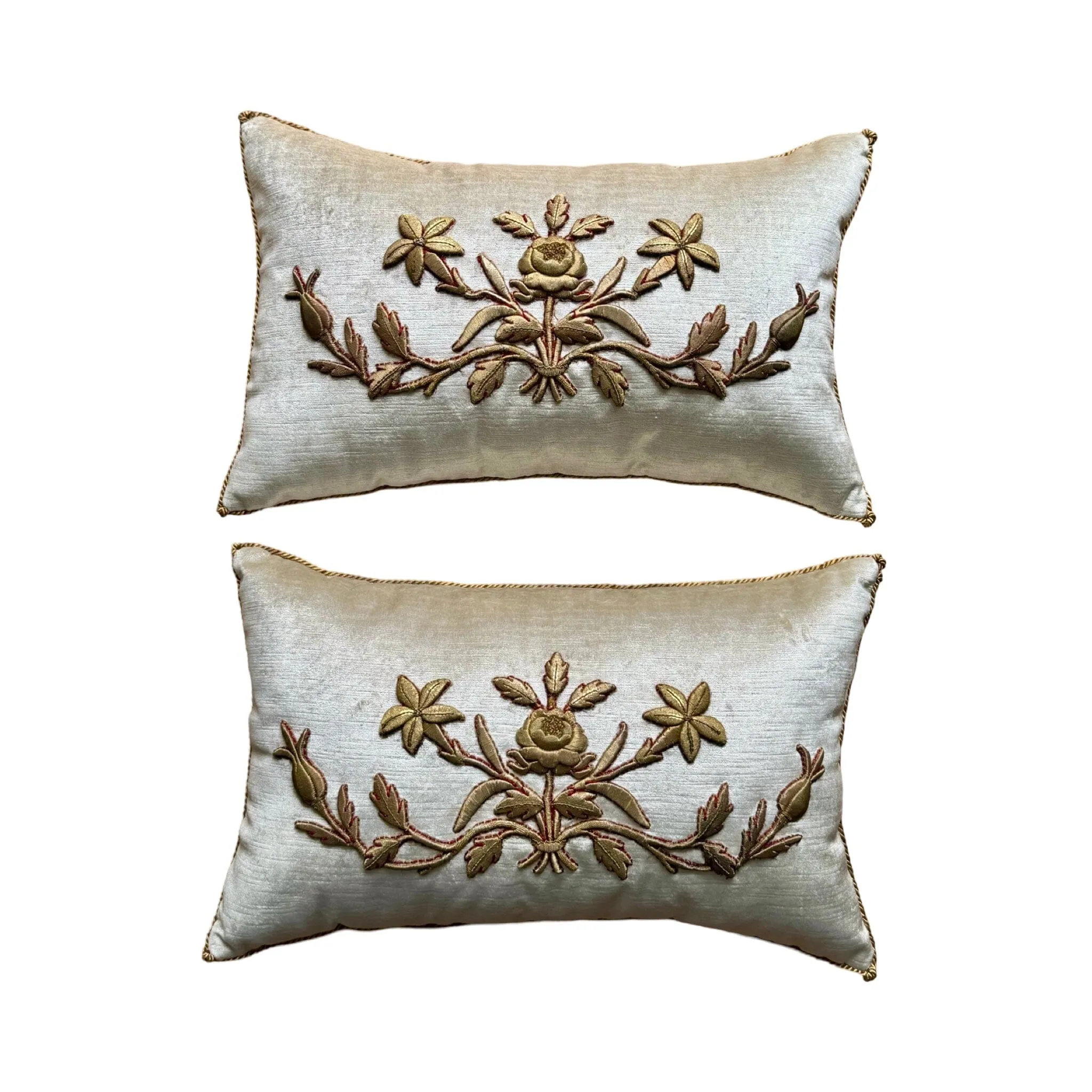 Antique European Raised Gold Metallic Embroidery (#E070124A&B) | 12 x 19"