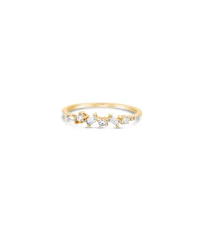 Baguette & Round Diamond Cluster Band