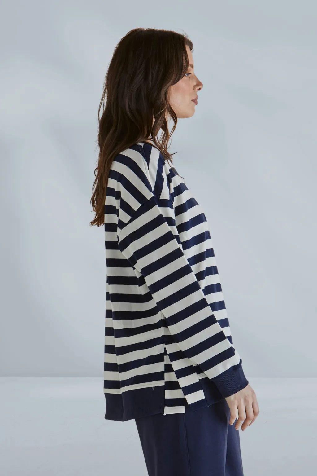 Betty Basics Easy Crew Sweat Navy Stripe