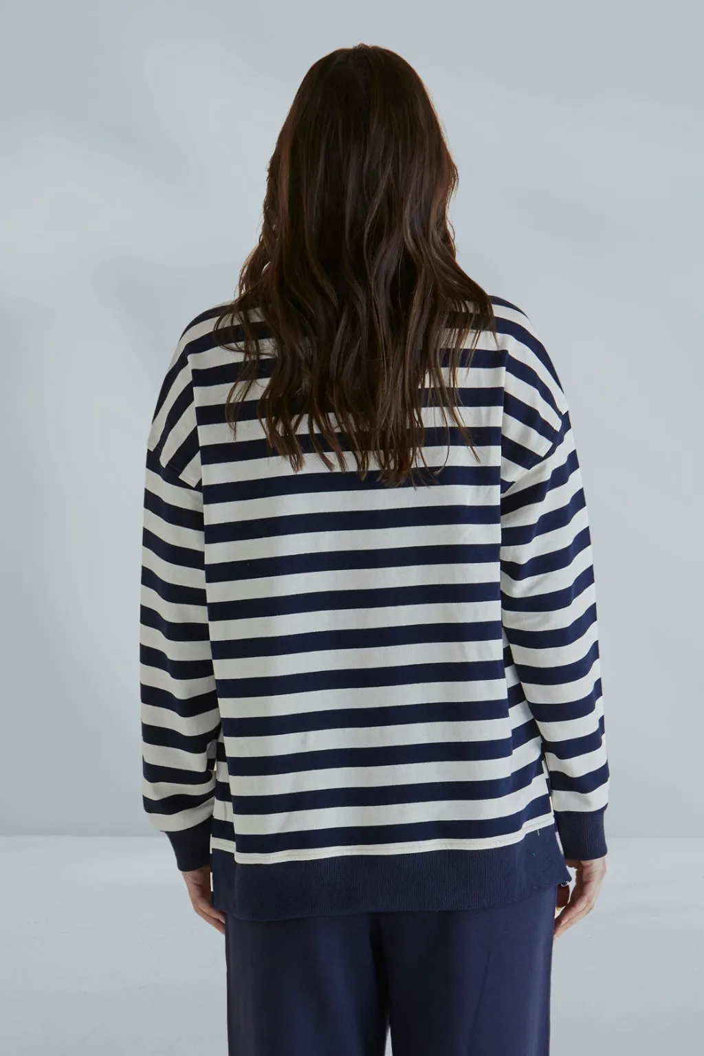 Betty Basics Easy Crew Sweat Navy Stripe