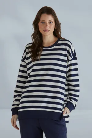Betty Basics Easy Crew Sweat Navy Stripe