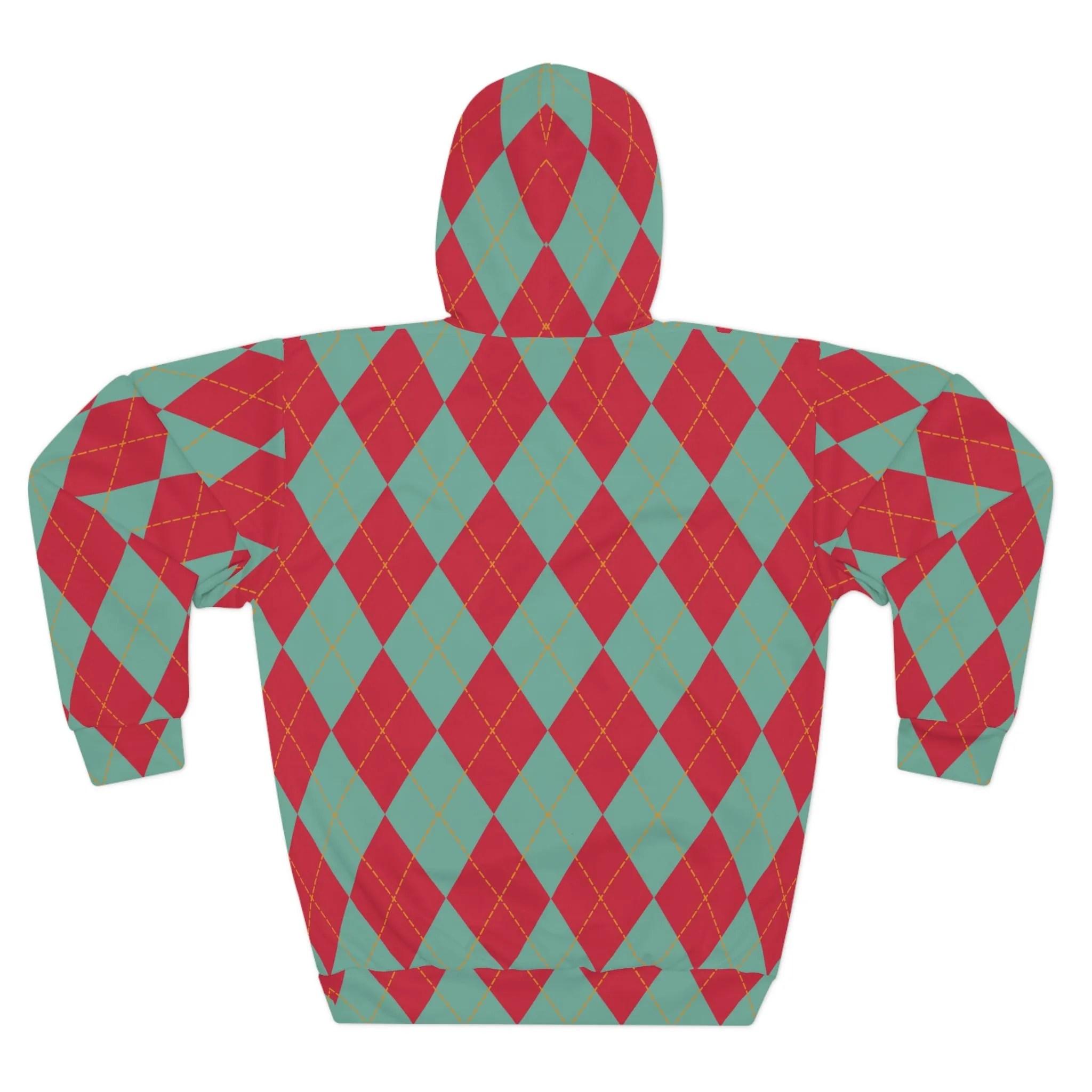 Bigfoot in Fall Leaves Plaid Unisex Pullover Hoodie (AOP) - World Champion Hide and Seek Player