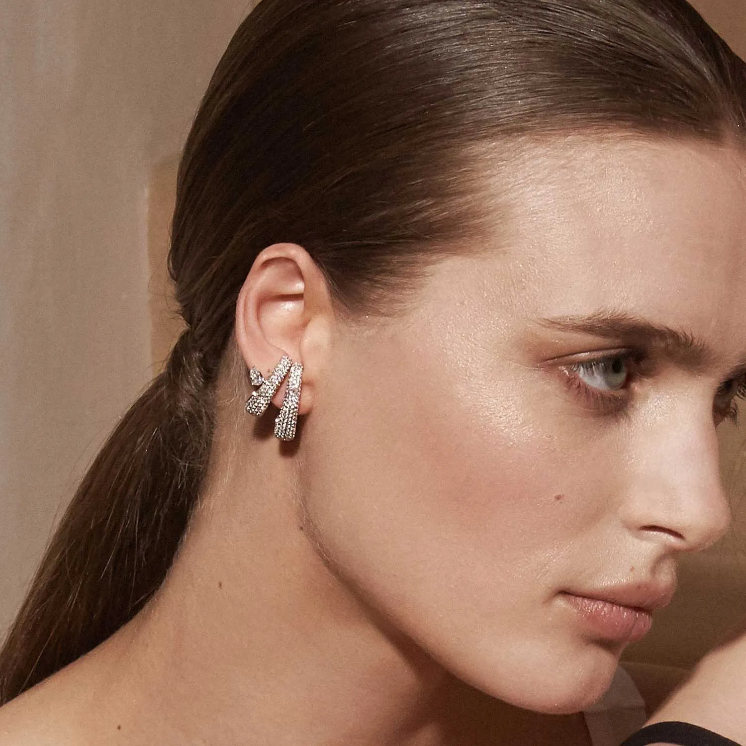 Bombee Pear Pave Double Branches Earrings