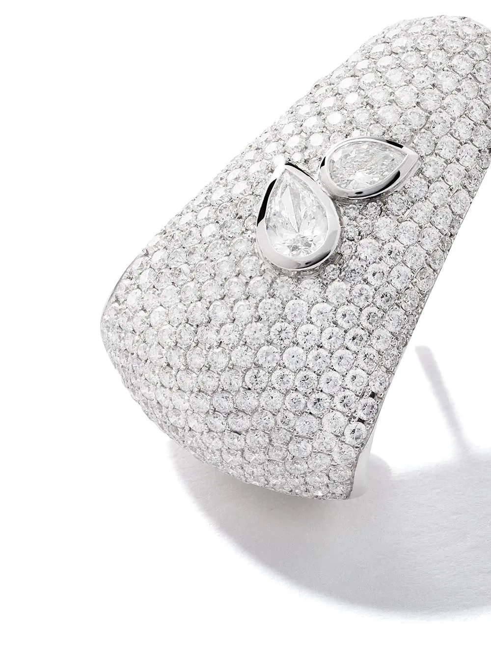 Bombee Pear Shaped Earrings in White Gold