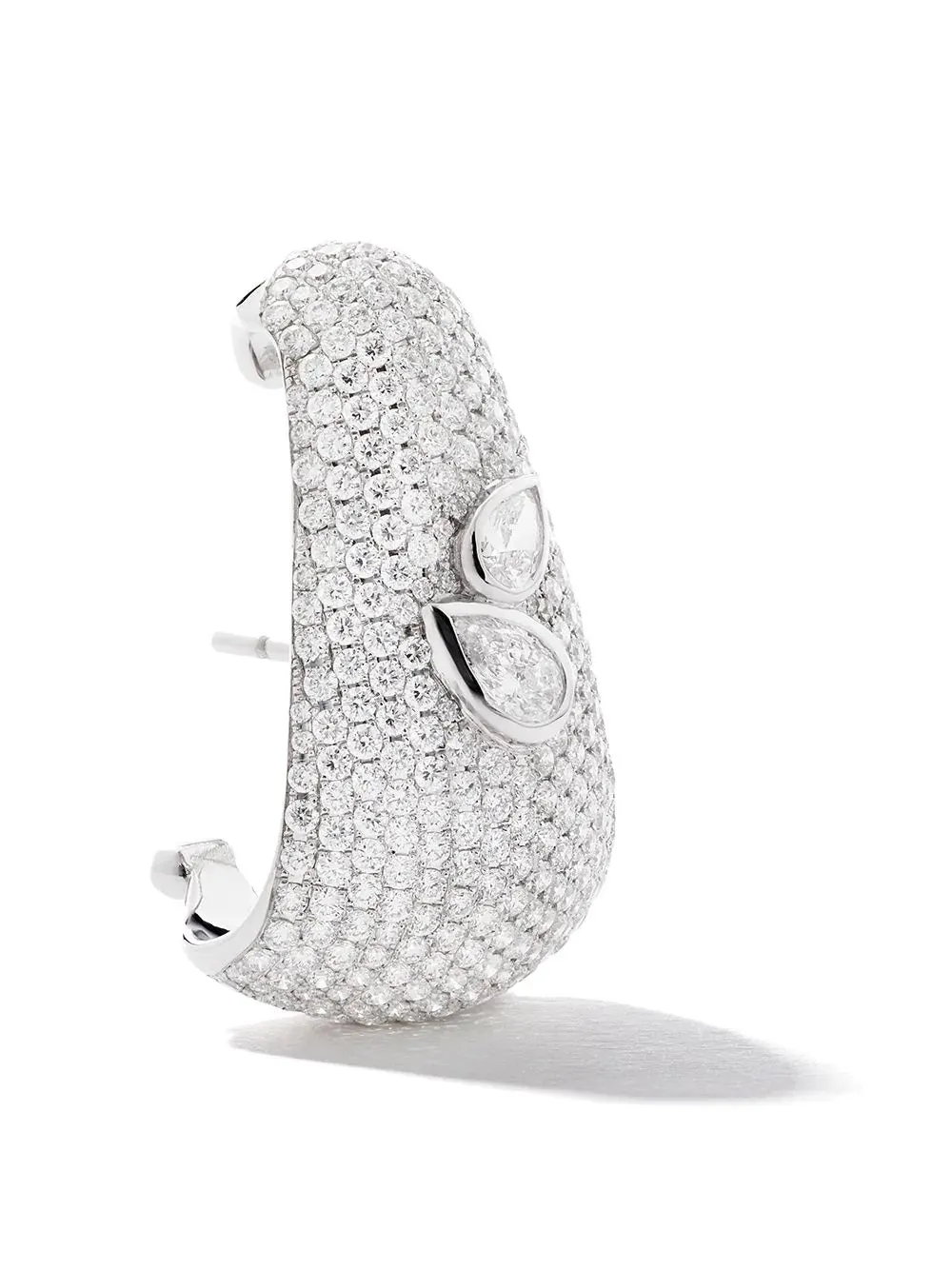 Bombee Pear Shaped Earrings in White Gold
