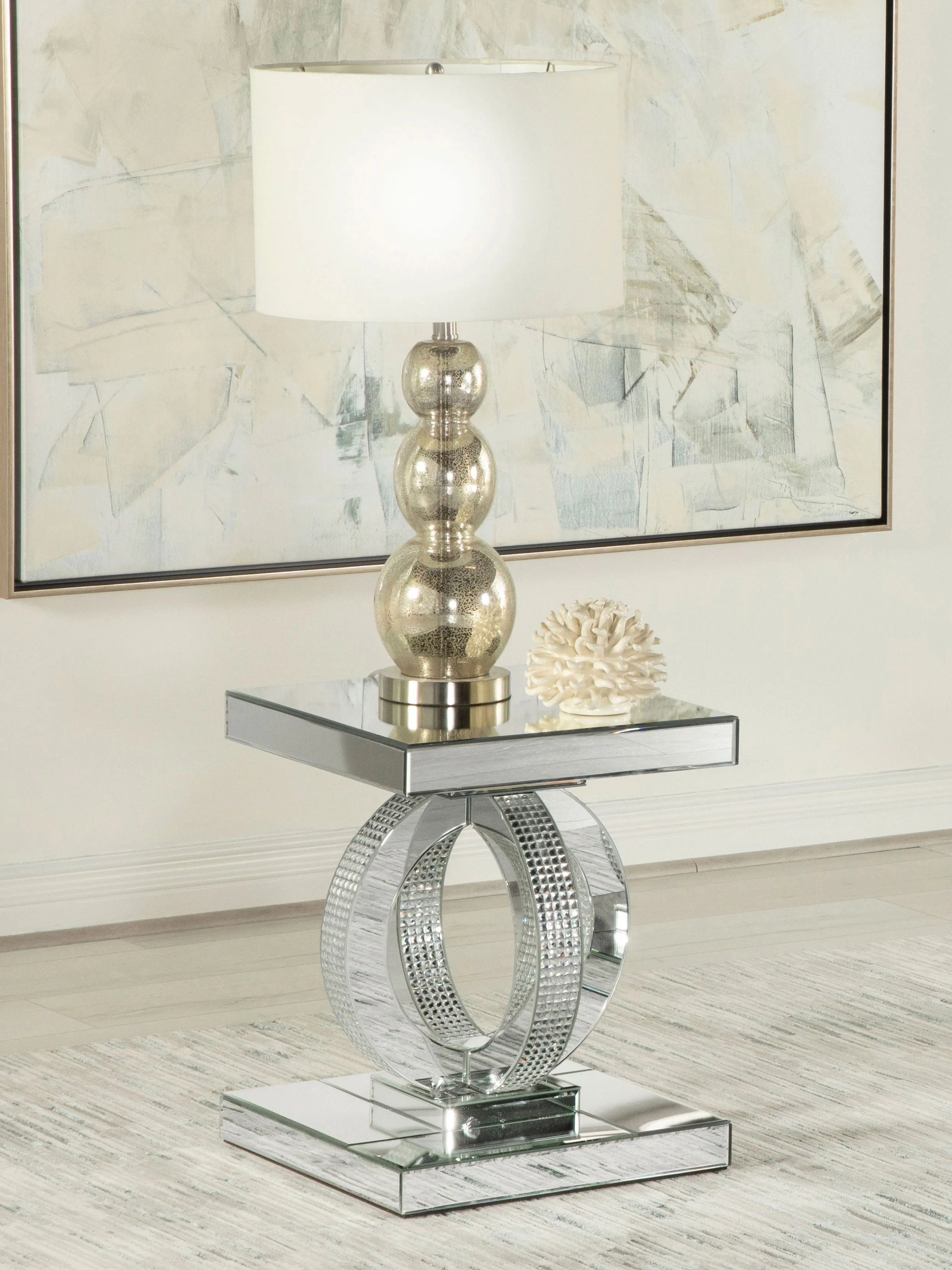Breena Rectangular Mirrored Acrylic End Table Silver