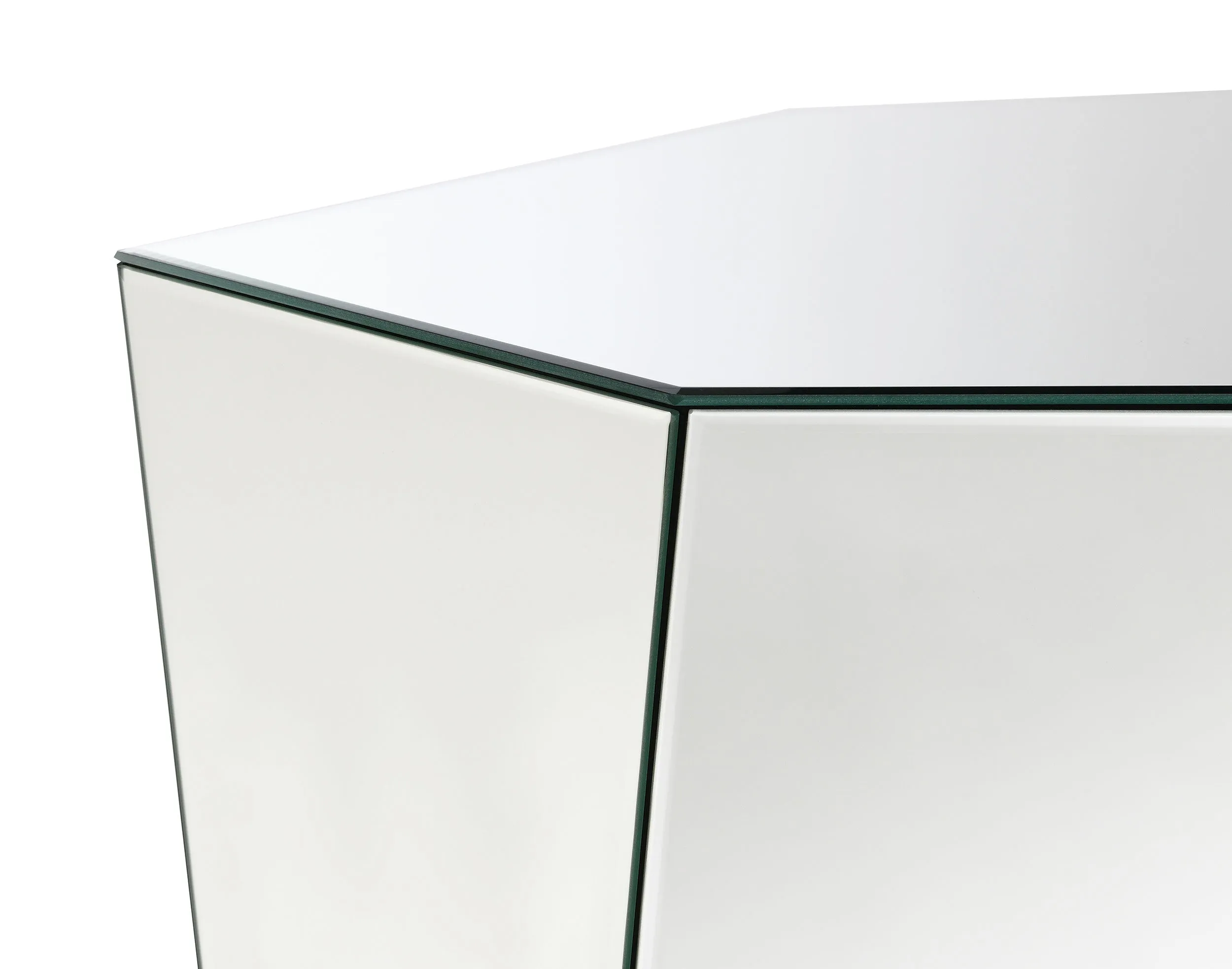 Capella Mirrored Abstract Geometric Coffee Table Silver