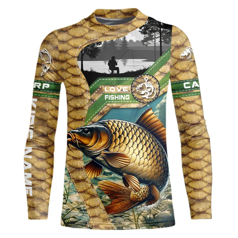 Carp Fishing Customize Name UV protection long sleeves UPF 30  fishing shirt for kid NPQ120