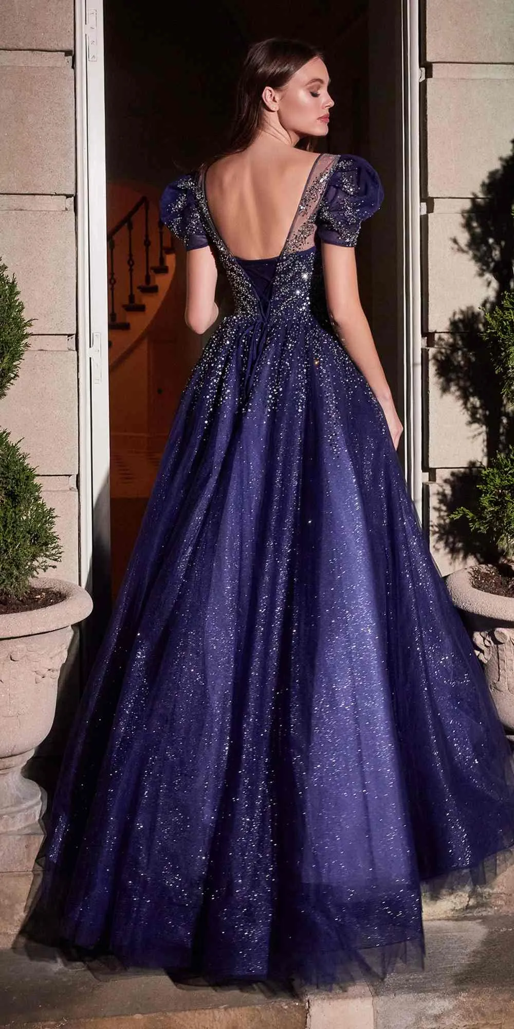 Cinderella Divine B702 Poofy Short Sleeve Layered Tulle Ball Gown