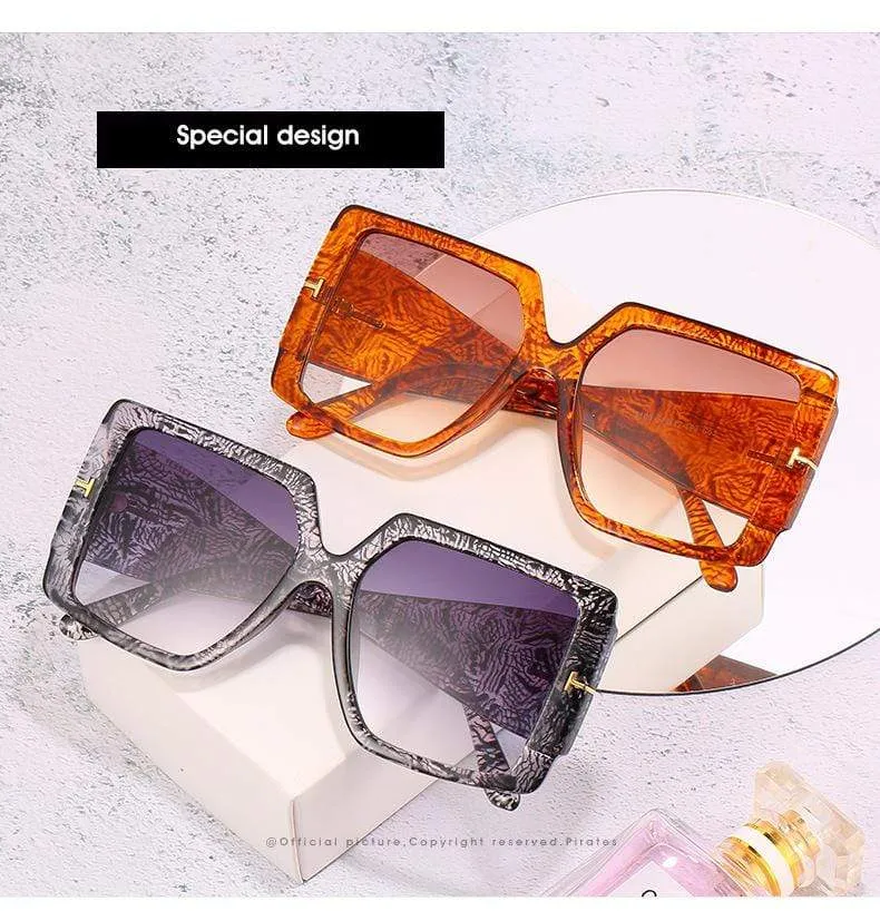 Classic Oversized Square Sunglasses  Leopard Sun Glasses Female Gradient Vintage