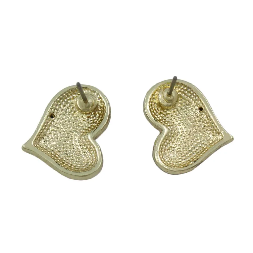 Classic Red Enamel and Crystal Heart Pierced Earring - REE918