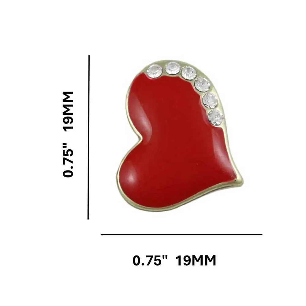 Classic Red Enamel and Crystal Heart Pierced Earring - REE918