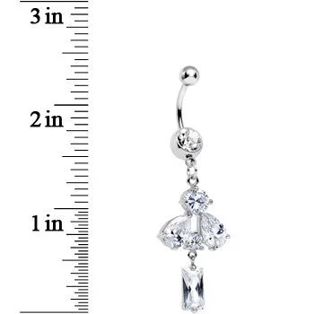 Clear Cubic Zirconia Dazzling Drops of Rain Dangle Belly Ring