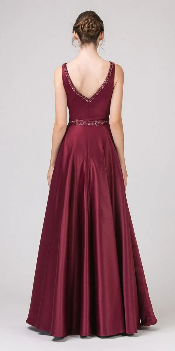 CLEARANCE - Eureka 9010 Embellished Long Prom Dress V-Neck with Pockets (Size L)
