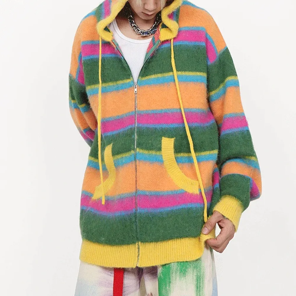 Contrast Zip Hooded Hoodies