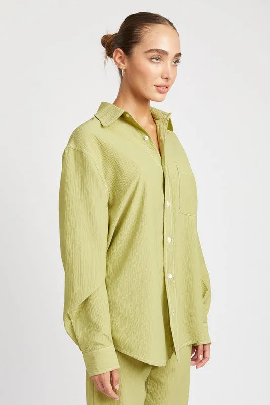 Contrasted Stitch Button Down Shirt