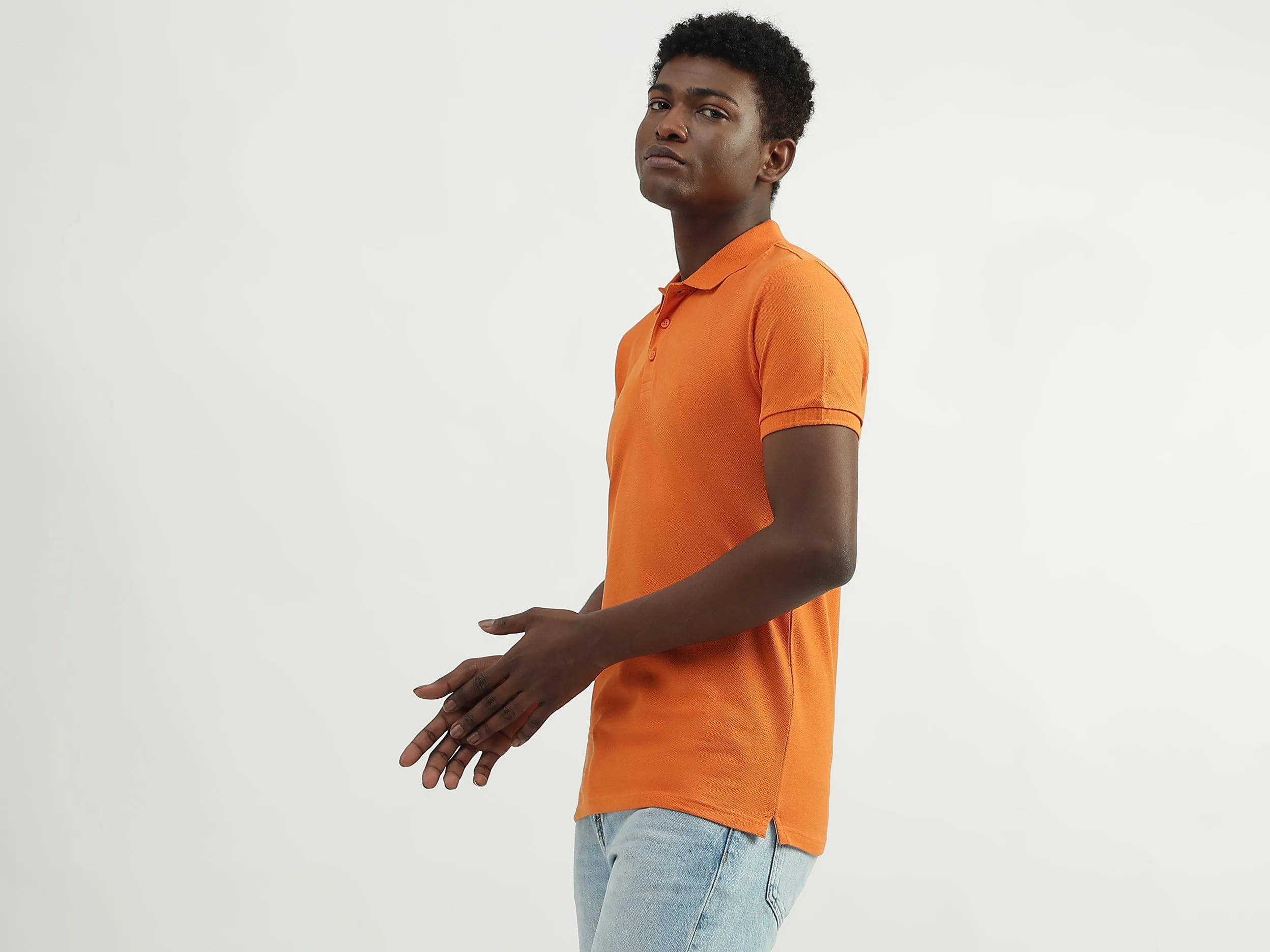 Cotton Solid Polo Collar Mens T-shirts