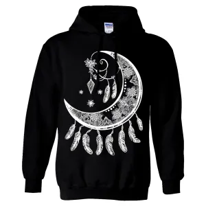 Crescent Moon Dreamcatcher White Sweatshirt Hoodie