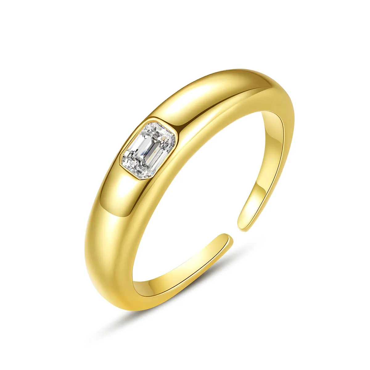 Crystal & 18K Gold-Plated Radiant-Cut Open Ring
