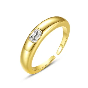 Crystal & 18K Gold-Plated Radiant-Cut Open Ring