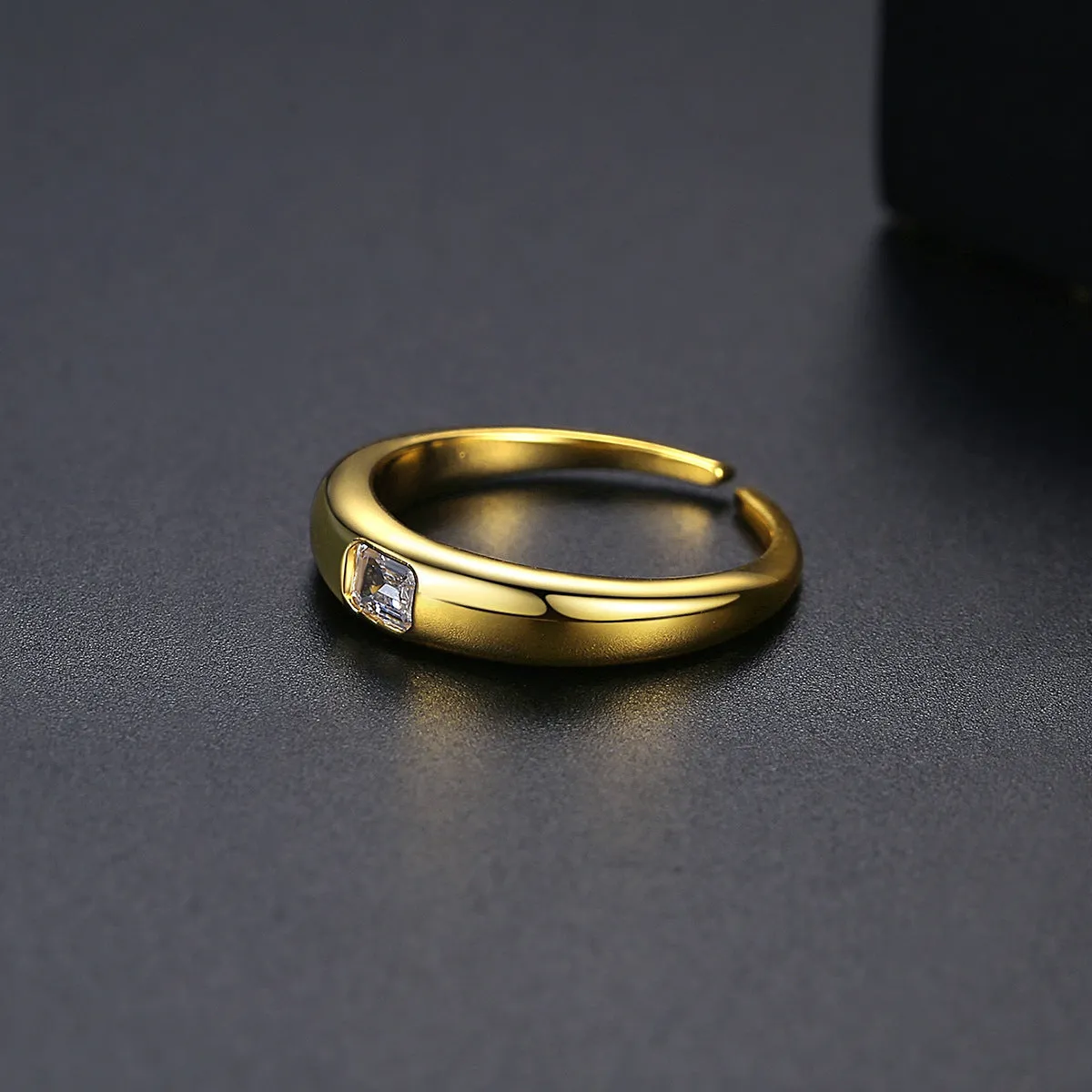 Crystal & 18K Gold-Plated Radiant-Cut Open Ring