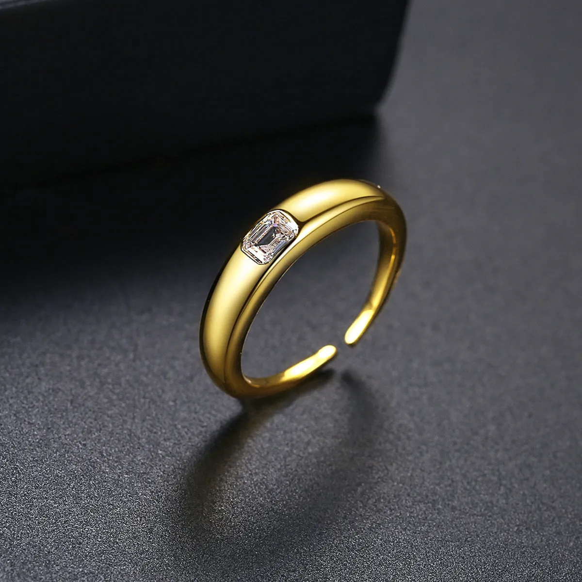 Crystal & 18K Gold-Plated Radiant-Cut Open Ring