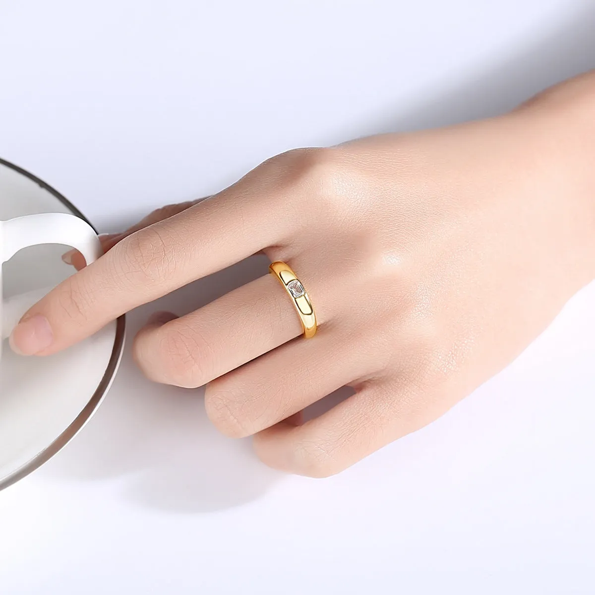 Crystal & 18K Gold-Plated Radiant-Cut Open Ring