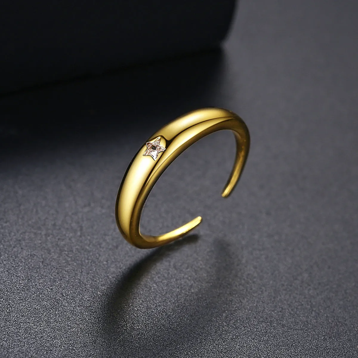 Crystal & 18K Gold-Plated Star Open Ring