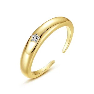 Crystal & 18K Gold-Plated Star Open Ring